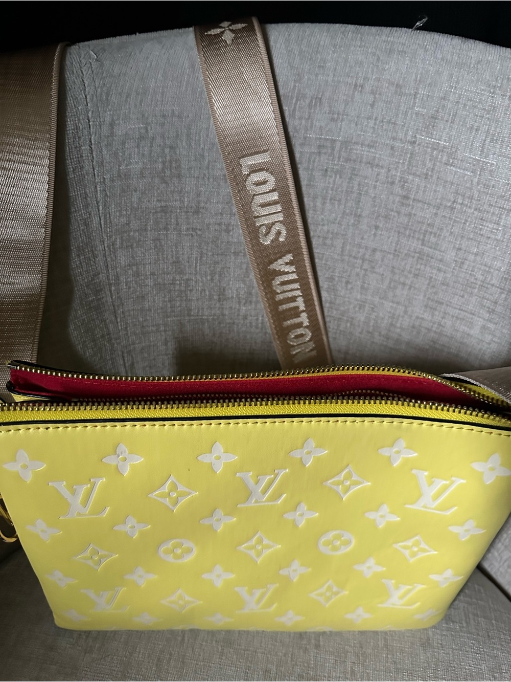Yellow Monogram Shoulder - Crossbody with Red Trim - Picture 1 of 9